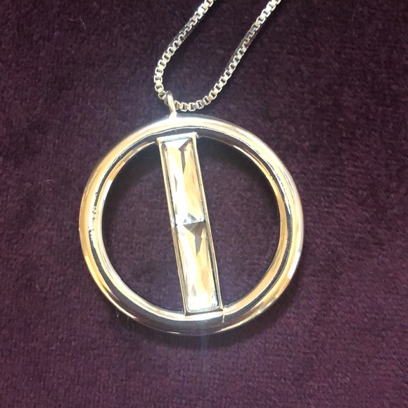 WHITE HOUSE BLACK MARKET CUFF BRACELET & CIRCLE PENDANT NECKLACE W/ BAGUETTES - Picture 6 of 12